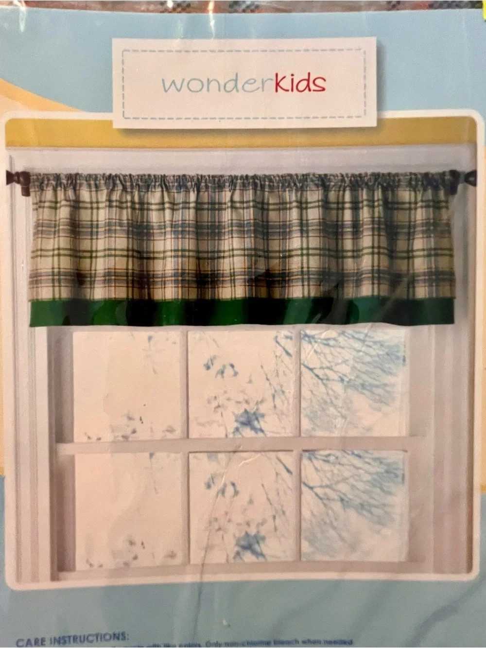 WonderKids Trucks Window Valance Plaid Nursery Curtain NIP